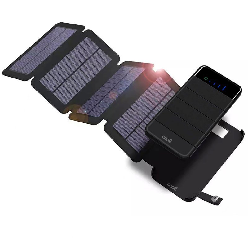 Bateria Externa Universal Power Bank Solar 10.000 mAh con 4 Paneles Solares COOL Negro