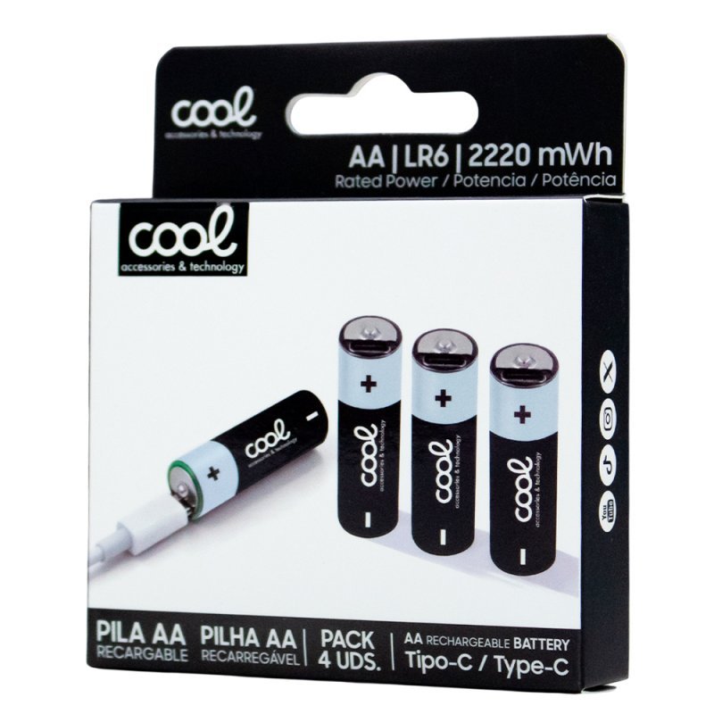 Pilas Alcalinas Recargables TIPO-C AA LR6 COOL (Pack 4 uds)